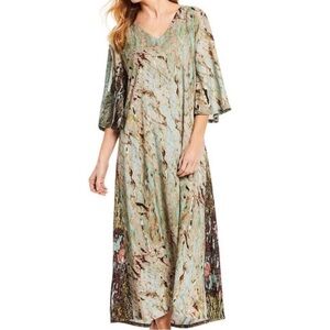 Bryn Walker Liliana Acquario Abstract Print Dress V Neck Maxi Large
